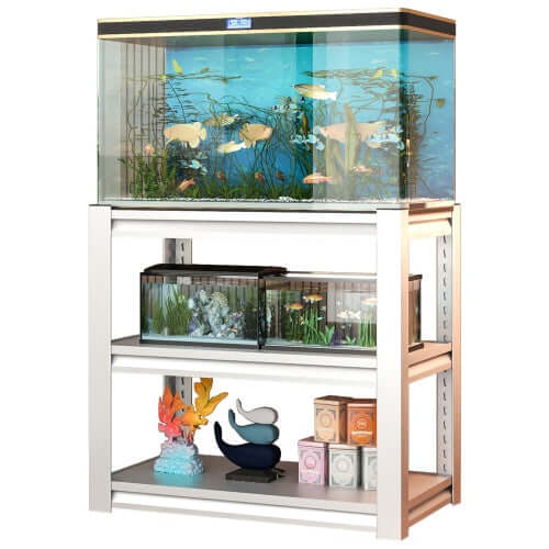 20-30 Gallon Fish Tank Stand - Metal Aquarium Stand, 34 W X 18 D X 31H Adjustable Heavy Duty Reptile Tank Stand, Adjustable 3-Tier Fish Tank Rack Shelf For Home Office, Tank Not Included