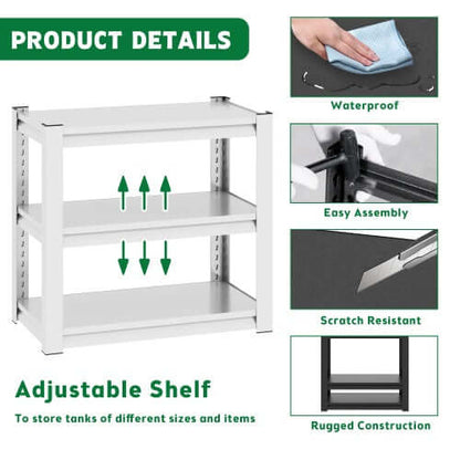 20-30 Gallon Fish Tank Stand - Metal Aquarium Stand, 34 W X 18 D X 31H Adjustable Heavy Duty Reptile Tank Stand, Adjustable 3-Tier Fish Tank Rack Shelf For Home Office, Tank Not Included